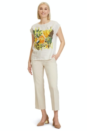 Betty Barclay női felső, ujjatlan, len, kereknyakú, oldalt hasított