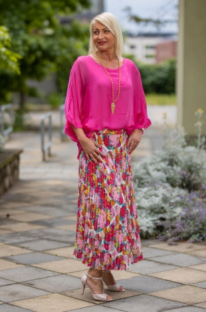 Léo & Ugó női szoknya rózsás,szatén