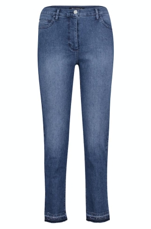 Betty Barclay női nadrág, 5 zsebes farmer, szárán strasszos felirat