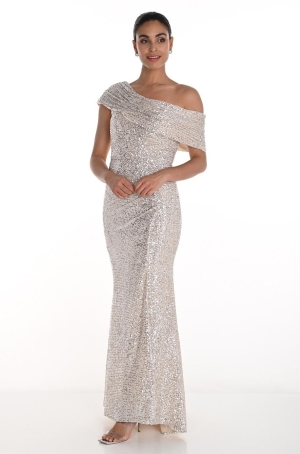 Frank Lymann női ruha hosszú,csupaflitter, félvállas,oldalt hasított