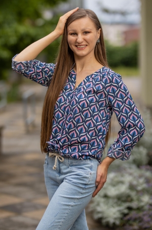 Via Appia női blúz hosszúujjú,kereknyakú,végiggombos