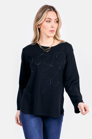 Kalisson női felső, kerekített aljú, 3/4-es ujjú, kereknyakú