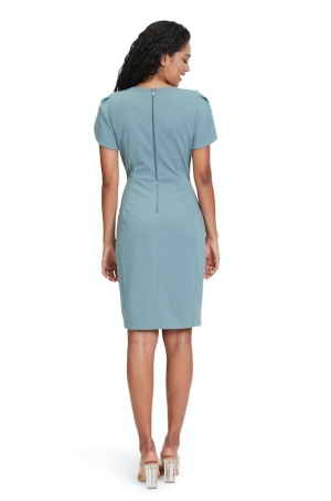 Vera Mont női ruha, szirmos ujjú, hátul cipzáros