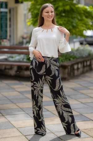 Olga Santoni női nadrág, gumis derekú, bő, zsebes