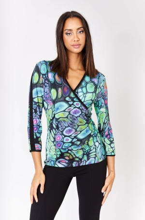 Dolcezza női felső, átlapolt-V-nyakú, köves, oldalán húzott