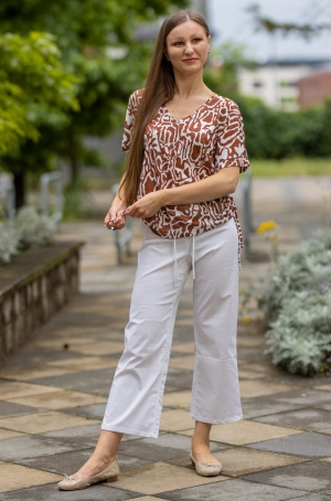 Via Appia női nadrág, egyenes, capry, gumis derekú