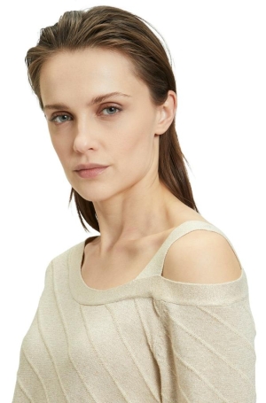 Betty Barclay női pulóver, lurexes, félvállas, 3/4-es ujjú