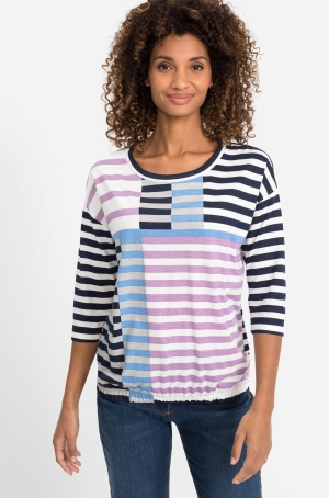 Olsen női felső, kereknyakú, 3/4-es ujjú, húzott aljú