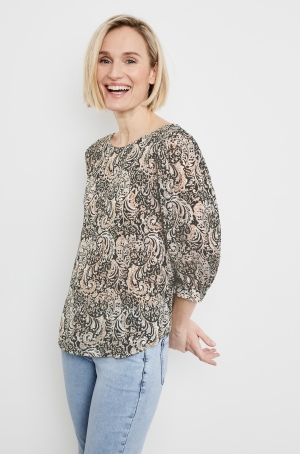 Gerry Weber női blúz 3/4es ujjú,kereknyakú,hátúl végig gombos