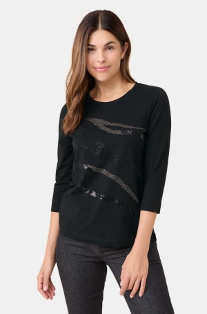 Gerry Weber női felső 3/4-es ujjú,kereknyakú,elején flitteres,strasszos