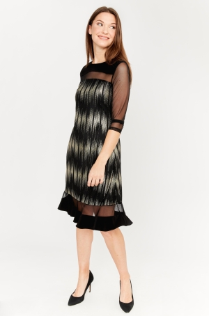 Frank Lymann női ruha 3/4-es tüll ujjú,derékban szabott,alján fodor