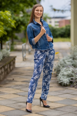 Erfo női dzseki, farmer, íves-rojtos aljú