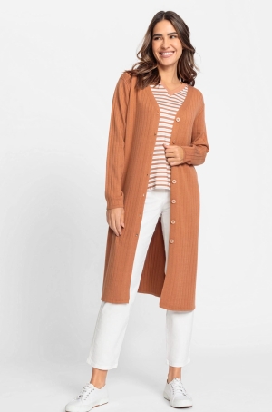 Olsen női kardigán,hosszú,oldalt slicces,végig gombos,bordázott