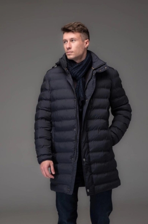 Pierre Cardin férfi kabát, 7/8-os, steppelt, kapucnis