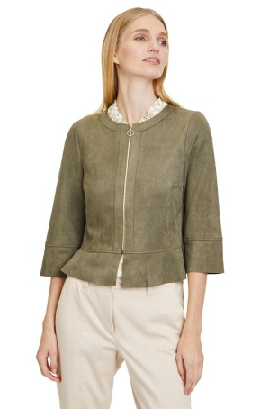 Betty Barclay női blézer, cipzáros, chanel, tölcsérujjú, velúr