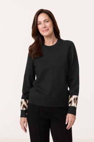 Gerry Weber női pulóver kereknyakú,újján ocelot csíkkal