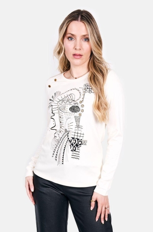 Kalisson női felső, kereknyakú, hosszúujjú, köves