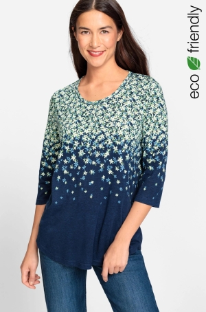 Olsen női felső, kereknyakú, 3/4-es ujjú, hosszított